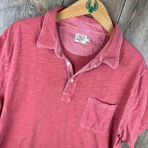 Faherty Brand Slub Cotton Polo Shirt Mens XL Pink Short Sleeve Pocket